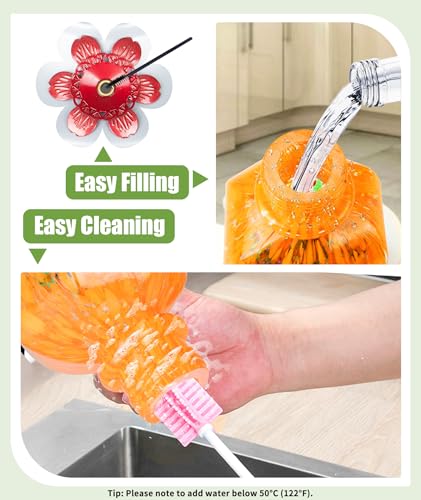 Hummingbird Feeders for Outdoors Hanging, Hand Blown, Orange, 22oz | Glass Hummingbird Feeder with Ant Moat, 5 Bee-Proof Ports, Leak-Proof, 360° Perch, Garden Decor, Gifts for Women Men Mom Dad - color: Orange