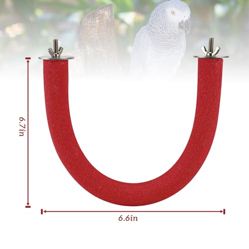 Rypet U-Shaped Large Parrot Perch, Quartz Bird Perch for Cage(Red L) | Safe Chew & Rest Perch for Large Birds, Durable Non-Toxic Cage Accessory, for Parakeets Cockatiels Conures Macaws - color: Red, size: Large