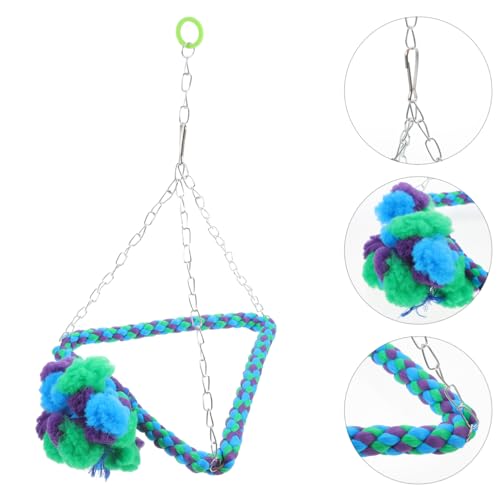 Toyvian Parrot Swing Hemp Rope Bird Chew Toy Hanging Cage Bird Accessories Parrot Perch for Cockatiel Parakeet Small Animal Play and Chew