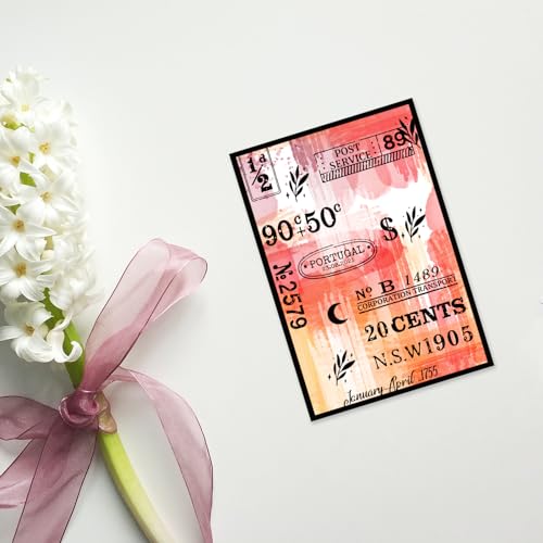Vintage Number Clear Stamps for Scrapbooking 6.3x4.3 Retro Air Ticket Postmark Rubber Stamp Reusable Postage Transparent Stamps for Card Making Photo Journal Album Crafting Decoration - color: Vintage Number