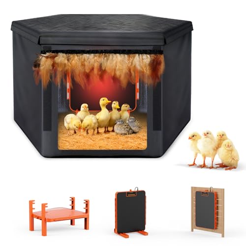 Chick Brooder Box Heat Plate,Chicken Coop Heater with Temperature Sensor - Heating Panel for Baby Chicks - Chickens Warmer for Winter - Radiant Heaters Brooding for Outdoor Poultry (Orange) - color: Orange Black