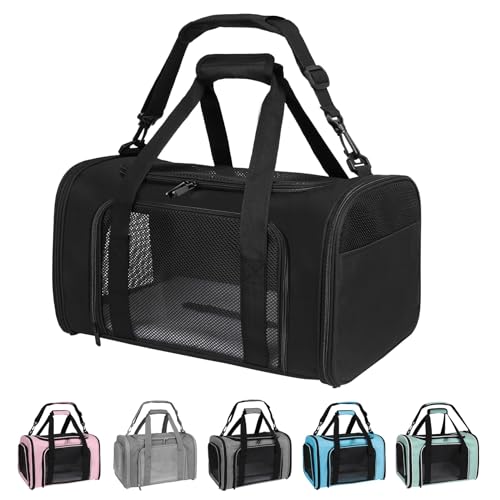 Carriers Soft-Sided Pet Carrier for Medium Large Cats Dogs Under 35Lbs,Breathable Mesh Ventilation Design,Airline Approved Cat Carrying Case(X-Large,Black) - color: black, size: 20.0"L x 13.0"W x 13.0"H