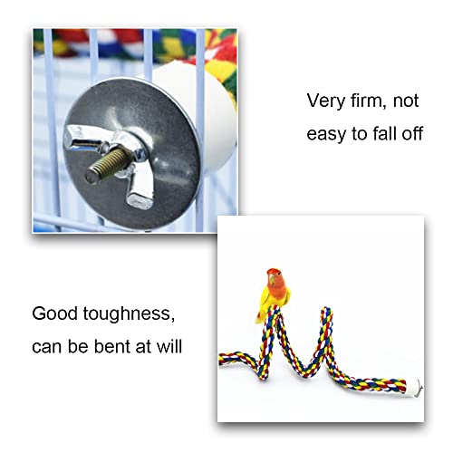 Bird Perch Rope Colorful Bird Spiral Rope Practical Parrot Toy Parrot Climbing Rope Cotton Rope Swing Bird Ladder Bridge for Large Medium Small Parrots (24 Inch)
