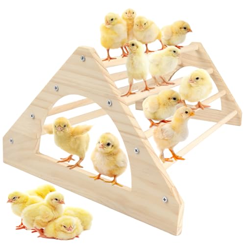 Large Wooden Chick Perch, 14.4" L x 10.6" W x 6.7" H Pine Chicks Toys | Chick Roosting Bar for Brooder and Coop, Strong Chicken Jungle Gym for Baby Chickens