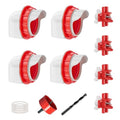 ZenxyHoC No Waste Chicken Feeders and Waterers - 4 Set with Water Nipples | for Buckets Barrels Bins Troughs No Waste Chicken Feeder - size: 4 Ports and 4 Nipples Standard
