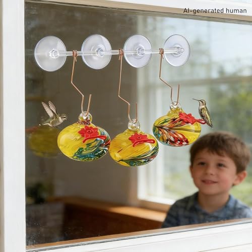 3PCS Window Hummingbird Feeder with Suction Cups(Yellow) - color: 3Pcs-D