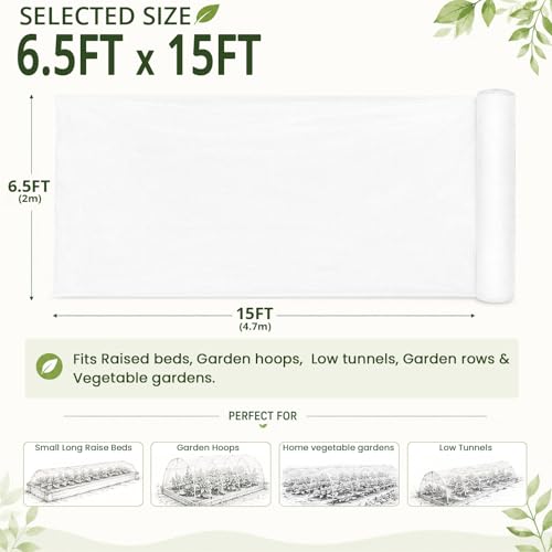 6.5Ft x 15FT Garden Netting, Fine Mesh Insect Netting for Plant Protection | Mosquito Bug Bird Animal Pest Barrier Netting for Garden Row Cover Raised Bed Greenhouse Vegetable Fruit Flower Tree Shrub - size: 6.5Ft x 15Ft