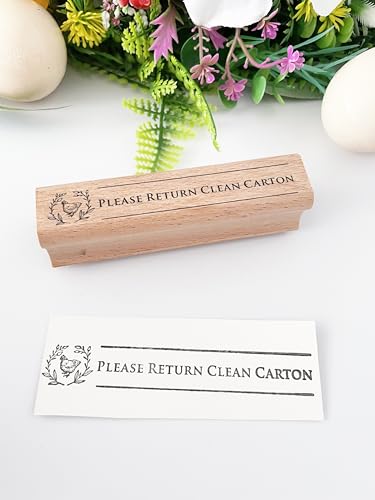Custom Egg Carton Stamp-Fresh Chicken Eggs Stamp -Please Return Carton Stamp (4"x1" Woodblock Stamp)