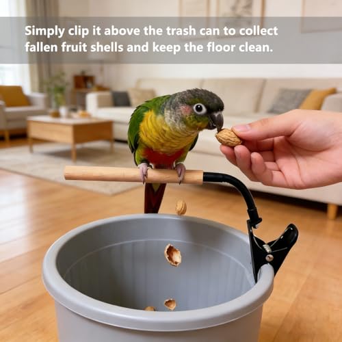 Bird Perch Stand with Clip, Adjustable & Portable Parrot Stand, Bendable Bird Training Perch for Cockatiels, Conures, Lovebirds and Medium (Smooth) - color: smooth