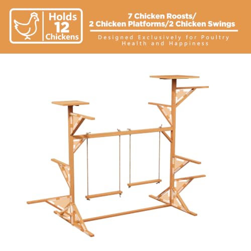 Wooden Chicken Roosting Bars Multi-Level Chicken Perch with Swings for Coop | for 8-12 Chickens, Let Chickens Run, Play & Stay Healthy, Ideal for Backyard Coops & Farms