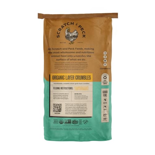 Scratch and Peck Feeds | Layer Crumbles for Chickens & Ducks | 25 lb Bag | 16% Protein, Corn & Soy Free, Certified Organic & Non-GMO Project Verified, Complete Nutrition - size: 25 Pound (Pack of 1), style: Layer