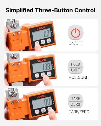 VEVOR Digital Crane Scale, 1100 lbs/500 kg Max Capacity, Heavy Duty Industrial Hanging Scale with Cast Aluminum Case & LCD Display, 0.2 lbs Division & 3 Unit Switch, Auto-Off Setting for Garage - style: 1100BLS