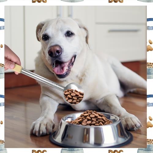 2 Pcs Dog Food Scoop 1/3 Cup Stainless Steel Dog Food Measuring Cups Long Handled Scoop for Dogs Cats Birds and Rabbits Food(1/3 CUP) - size: 1/3 CUP