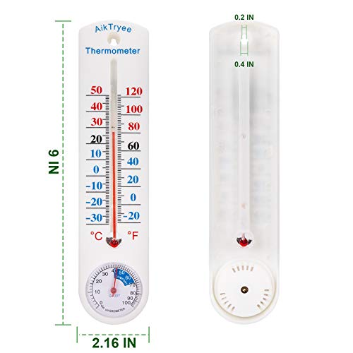 Outdoor Indoor Hygrometer Thermometer, Humidity Monitor, Temperature Humidity Gauge Meter with Celsius/Fahrenheit (℃/℉) for Patio, Field, Cellar, Garden, Humidors, Greenhouse, Closet by AikTryee
