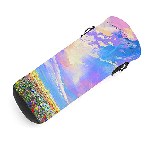 AMARY 500ML Neoprene Water Bottle Carrier Bag with Adjustable Shoulder Strap,Insulated Water Bottle Cover for Stainless Steel/Glass/Plastic Bottles 16.9OZ (colourful clouds) - color: colourful clouds
