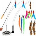 Cat Toys for Indoor Cats, Interactive Cat Toy Wand, Kitten Stuff, 9 Lures | 3 Play Modes! Set The No-topple Base On A Couch, Attach The Dual Suction Base, Or Use The Handheld Fishing Pole Wand. - color: Meow Motion Bundle