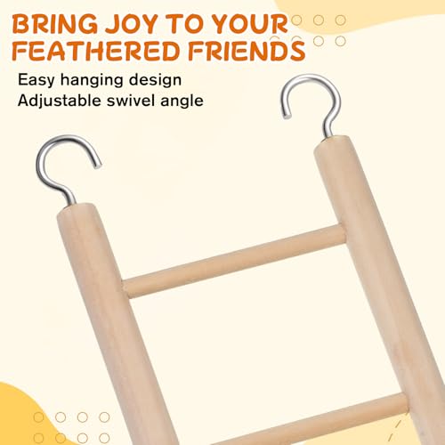 Bird Ladder for Bird Cage 2 Pack Wooden Birds Toys Cage Accessories for Parakeets Parrots Cockatoo (5 Step & 7 Step)