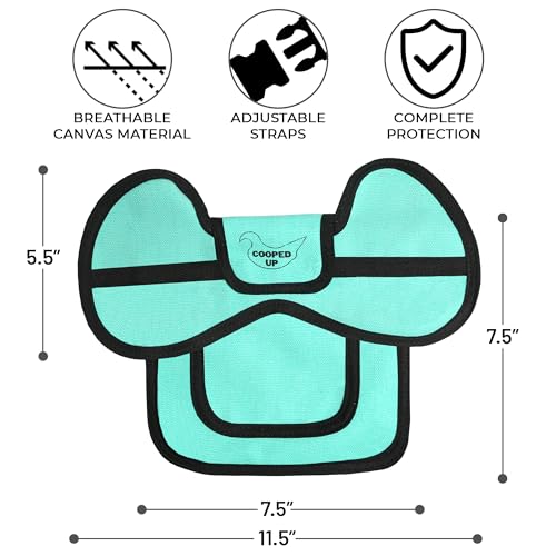 COOPED UP Canvas Chicken Saddle for Medium-Large Hens with Larger Wing Cover and Adjustable Straps - Teal, 4 Pack - color: Teal