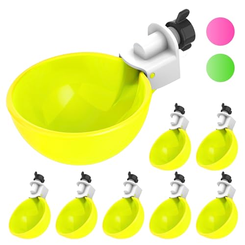 Lil'Clucker - Large Automatic Chicken Waterer Cups Suitable for Ducks, Geese, Turkeys, and Bunny Rabbit - Water Feeder Kit - Poultry Waterer (Yellow, 8 Pack) - color: Yellow, size: 8 Pack