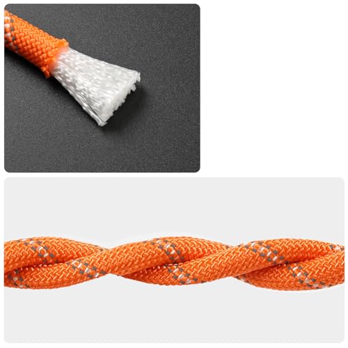 Climbing Rope, Waterproof Anti-Freezing Static Rope, Reflective, Floating, for Climbing, Arborist, Rappelling, Swing, Boating, Marine, Rafting and Caving - color: Orange, size: 5/16" x 65'