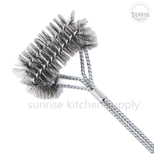 SUNRISE Fryer Brush with Long Handle (Stainless Steel with Plastic Handle, Double Brush) - color: Stainless Steel With Plastic Handle, size: Double Brush