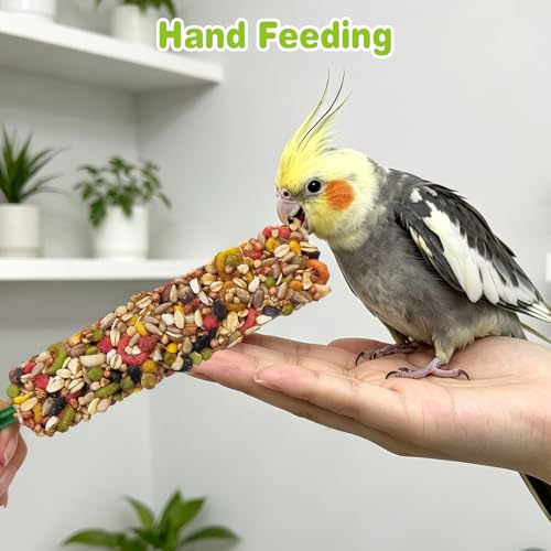 Parakeet Treats Sticks 3 PCS Bird Cereal Treat Natural Parrot Chewing Toys for Cockatiel Conure Lovebird Budgie Canary Finch(6.7inches,2.12ounce)