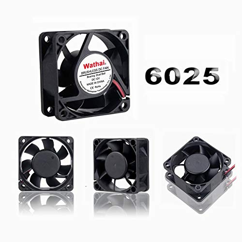 Wathai 60mm x 60mm x 25mm 12V DC Case Fan Brushless Cooling Fan Dual Ball 2P - style: 12V Ball 60mm