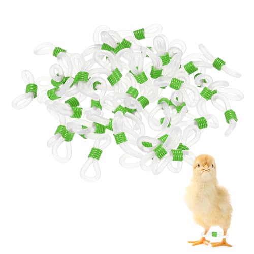 M METERXITY 50-Pack Adjustable Chick Leg Bands, 0.79" x 0.2" Silicone Chicken Leg Brace for Chicks/Ducks/Birds [Green] Poultry Leg Bands - color: Green