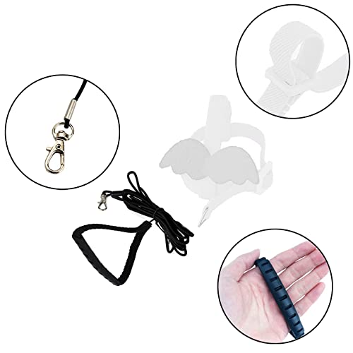 Pet Parrot Bird Harness and Leash, Adjustable Training Design Anti-Bite, Bird Nylon Rope with Cute Wing for Parrots, Suitable for Alexandrine, Scarlet, Keck, Mini Macaw Same Size Birds (White) - color: White