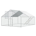 UDPATIO Large Metal Chicken Coop, Spacious Walk in Run Pen for 10-20 Chickens with Double Feed Door, UV-Resistant Cover, Galvanized Frame - Duck & Rabbit Hen House | Double Feed Door UV-Resistant Cover Galvanized Frame Outdoor Cage for Bird Duck Rabbit He