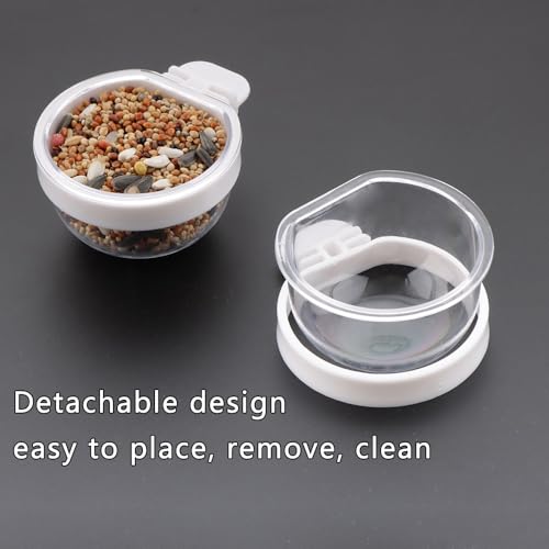 6 Pack Detachable Transparent Bowl Plastic Food Cup Convenient Hanging Seed Water Feeder for Parrot Canary Finch Small Size Bird