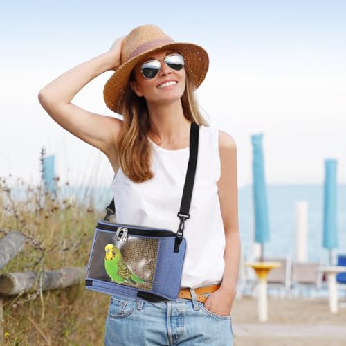Transparent Crossbody Parrot Carrier Bag with Widened Strap Portable Bird Travel Pouch for Parakeet and Cockatiel Clear Window Design for Easy Viewing Lightweight Handheld Pet