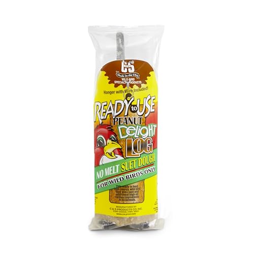 C&S Peanut Delight No Melt Suet Dough Log, Suet Dough for Wild Birds, 1 pound