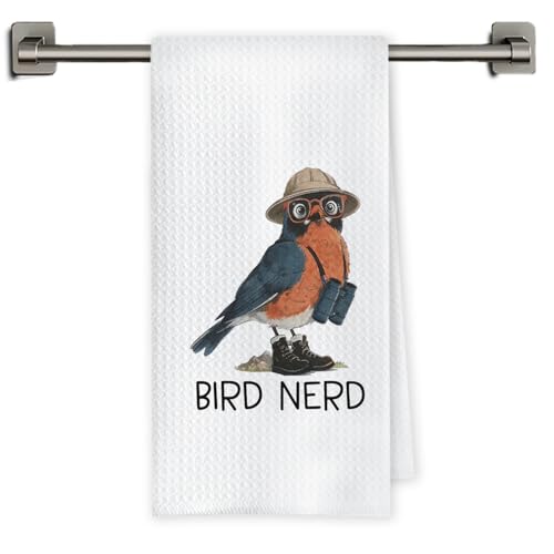 Chicimln Funny Bird Kitchen Towels, Gifts for Birds Lovers Watchers Decorative Hand Towels for Bathroom, Bird Nerd Dish Tea Towel Drying Cloth for Kitchen Decor, 16x24 Inch - color: Bird Nerd a