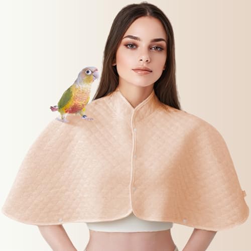 Parrot Anti-Scratch Shoulder Protector - Reusable Bird Diaper & Soft Cotton Bird Cape for Macaws, Cockatiels, Conures, Parakeets, Lovebirds and Finches (Light Yellow, Large)