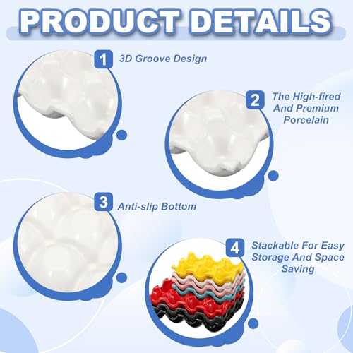 uxcell Ceramic 6 Cups Egg Tray Holder, Porcelain Eggs Container for Home Countertop Kitchen Storage Refrigerator Fridge Decorative Serving Display, White - color: White