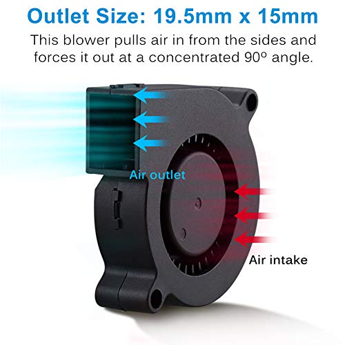 GDSTIME 5015 Blower Fan 12V 50mm x 15mm 2-Pin Dual Ball Bearing 2-Pack | Replacement for 3D Printer Part Cooling Fan, Audio Amplifier, Humidifier, 12 Volt DC Brushless, Long Wires (3.3 FT/1 m) - size: 50mm x 15mm