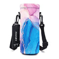 AMARY 500ML Neoprene Water Bottle Carrier Bag with Adjustable Shoulder Strap,Insulated Water Bottle Cover for Stainless Steel/Glass/Plastic Bottles 16.9OZ (marble) - color: marble
