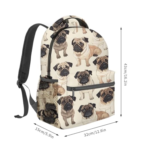 Pug Backpack Travel Backpacks Laptop Rucksack,School Bookbag for Women Kids Boys Girls,Cute Dog Back Pack Accessories Bags,Ideal Gifts for Work, Outdoor Adventures - color: Color28