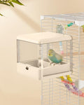 septillar Bird Feeder and Bath for Cage, Hanging Bird Bathtub Bath Shower Box Bowl, Bird Cage Accessories Suitable for Small Medium Birds, Parrots, Lovebirds, Finches, Parakeets, Mannikin (White) - color: White