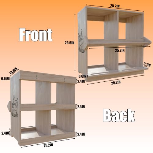 Wooden Nesting Boxes for Chickens Two-Tier Chicken Nesting Box with Swing Perches Floor and Wall Mount Large Laying Eggs Nest Box for Chickens Hens Ducks Poultry (4 Compartments) - size: 4 Compartments