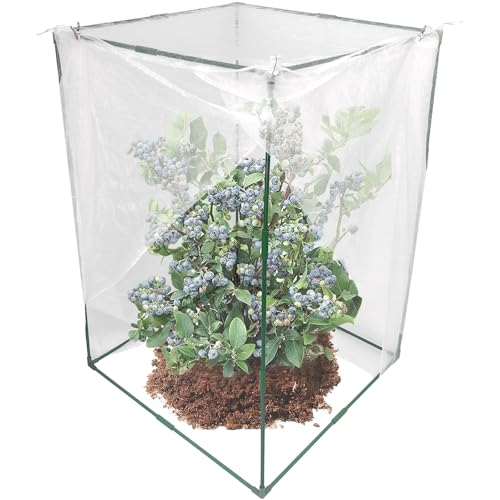 34"x34"x50" Ultra Fine Mesh Garden Netting with Frame, Pest Insect Barrier | Heavy Duty Quick-Open Plant Protection Cover with Clips for Tomato, Blueberry Bushe, Fruit Tree, Bug Bird Animal Pest Barrier - size: 34x34x50"