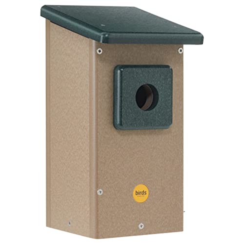 Birds Choice Eastern Bluebird House, 1.5" Hole | Taupe & Green | Durable Recycled Plastic, Weather-Resistant Nesting Box for Backyard Bluebird Conservation, 6.625in x 8in x 12.625in - color: Taupe (1.5")
