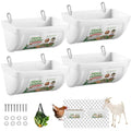 4 Pack Goat Feeders Hanging, 4.5 Quart White Chicken Feeder, Rabbit Feeders | Feed Buckets for Horses with Clips Hanging Fence Feeders, Duck Feeder, Chicken Water Feeder, Poultry Feeding Trough - color: white