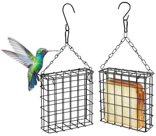 Two of Durable Outdoor Garden Yard Patio Suet Bird Parrot Easy Open Reusable Feeders Squirrel Proof for Outside Wild Bird Parrot Woodpecker Hummingbird Hanging Fruit Capacity Suet Cake Food - style: Regular