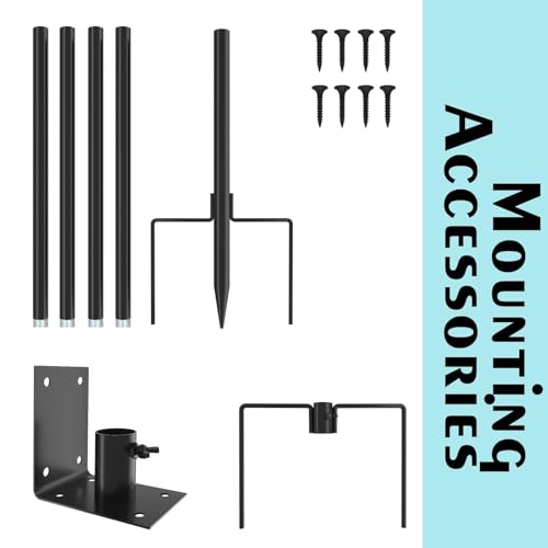 ERYTLLY Bird House Pole Mount Kit 80 Inch - Adjustable Hummingbird Bird Feeder Post Support Rod Universal Stand Set with 5 Prongs for Outdoor, Yard, Garden Decor, Black - size: 80 in with Mount Kit