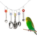 Hypeety Stainless Steel Bird Bell Toys Heavy Duty Hanging Bell Toy for Cage | Rustproof, durable, safe for metal cage, easy-hanging, with 5 spoons, for cockatoo/macaw/african grey/large parrots and birds - color: 5 Spoons