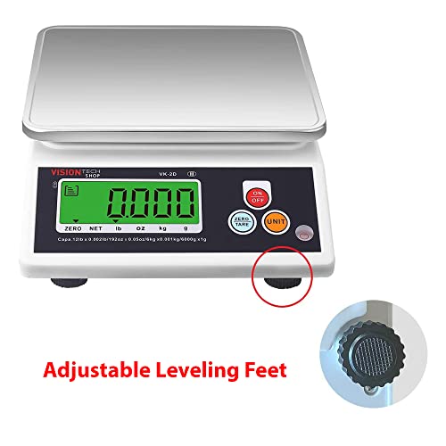 VisionTechShop VK-2D 0.1g Premium Food Kitchen Scale, Lb/Oz/Kg/g Switchable, Stainless Steel Plate Food Scale, Large LCD Display with Backlight, 12lb Max Capacity, 0.001lb Readability - size: VK-2D-12LB