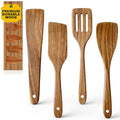Non Toxic Wooden Spatula for Cooking Utensil Set Acacia Wood Spatula Set | 4 Pack Bamboo Cooking Spoon Flat Slotted Turner Spatulas for Kitchen Use Cast Iron Scraper Spurtle Thin Egg Flipper Spatula - color: 4Pcs-Spatula
