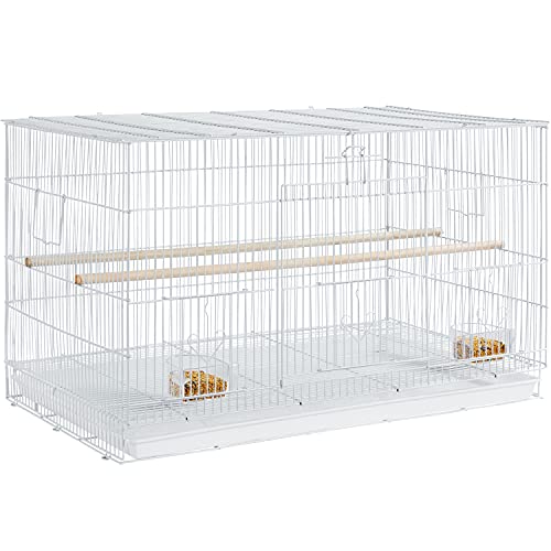 Topeakmart 30-inch Flight Bird Cage for Parrots Finches Budgies Cockatiels Parakeets Lovebirds Canaries with Slide-Out Tray, White - color: White